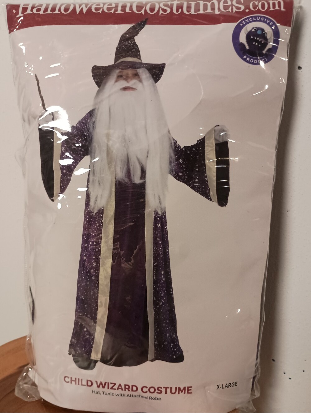 Child Wizard Halloween Costume - Purple and Gold - Kids Size XL